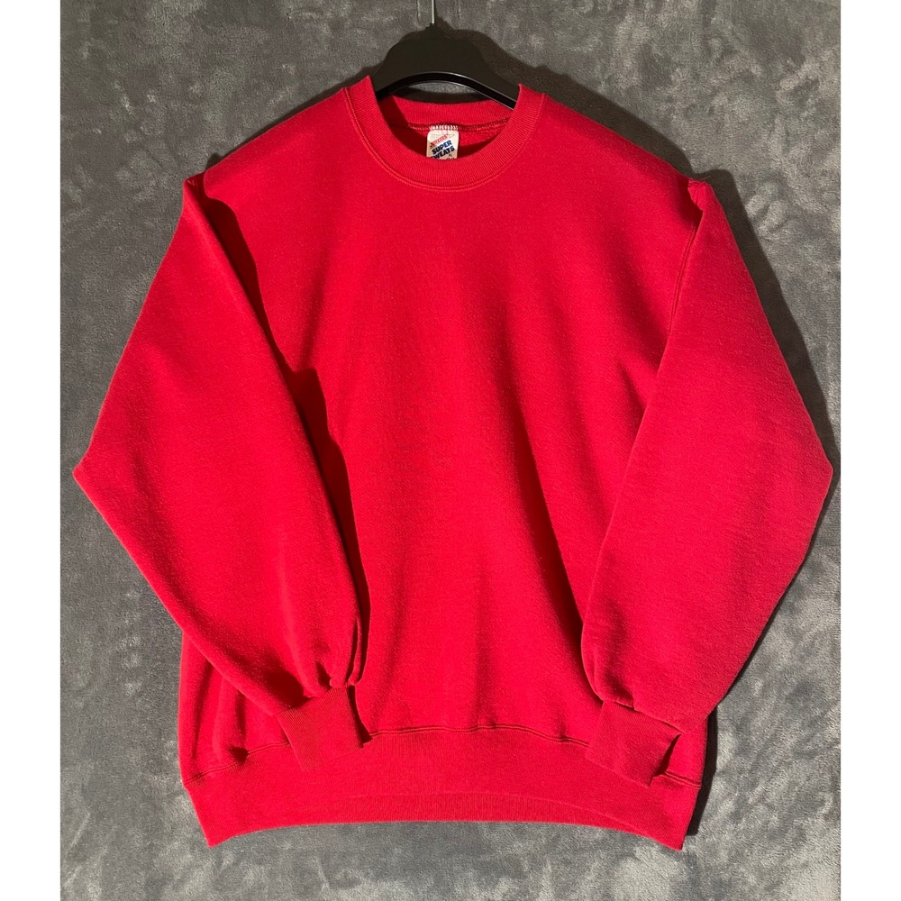 Vintage Jerzees Super Sweats Red Crewneck Sweatshirt XL Made in USA Heavyweight